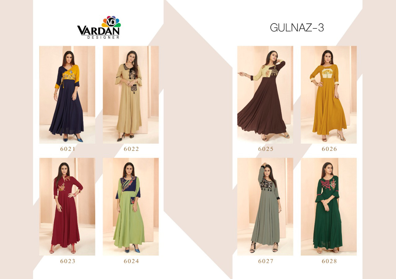Vardan Gulnaaz Vol 3 Rayon Designer Long Gown Vardan Gulnaaz Vol 3 Rayon Designer Long Gown